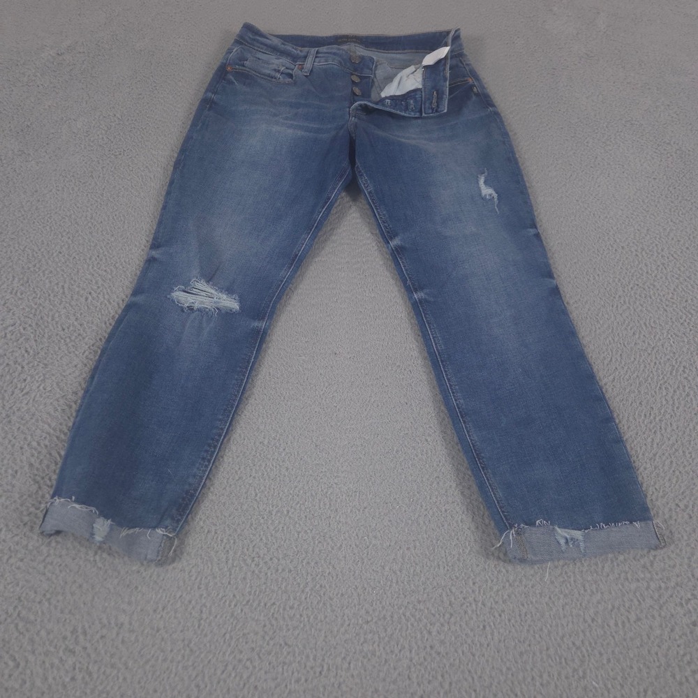 Silver Jeans‎ Co Jeans Womens 31x27 Blue Boyfriend Straight Leg Distressed Denim